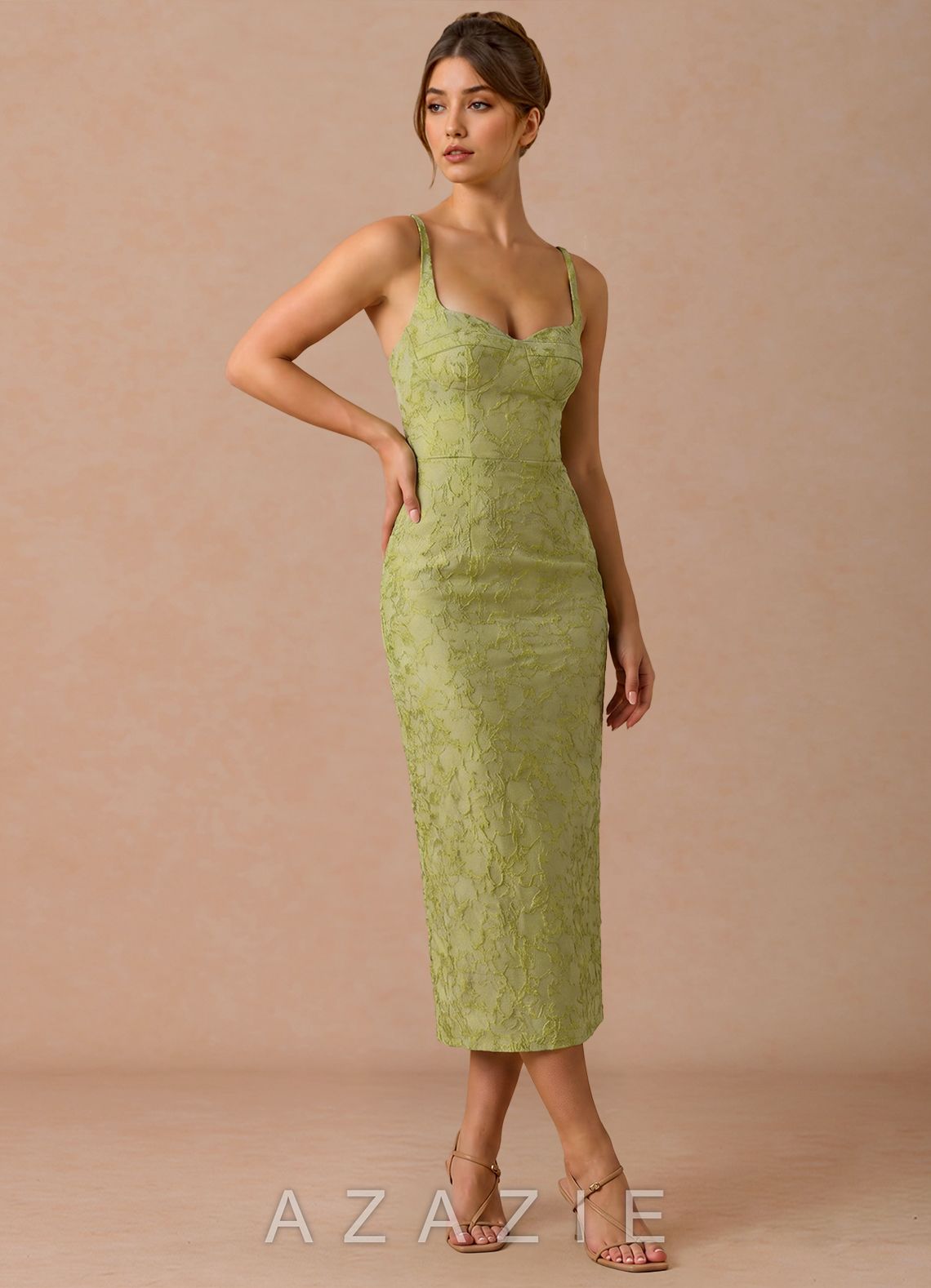 Paulina {color} Midi Dress  sp_light_chartreuse_#lc134302