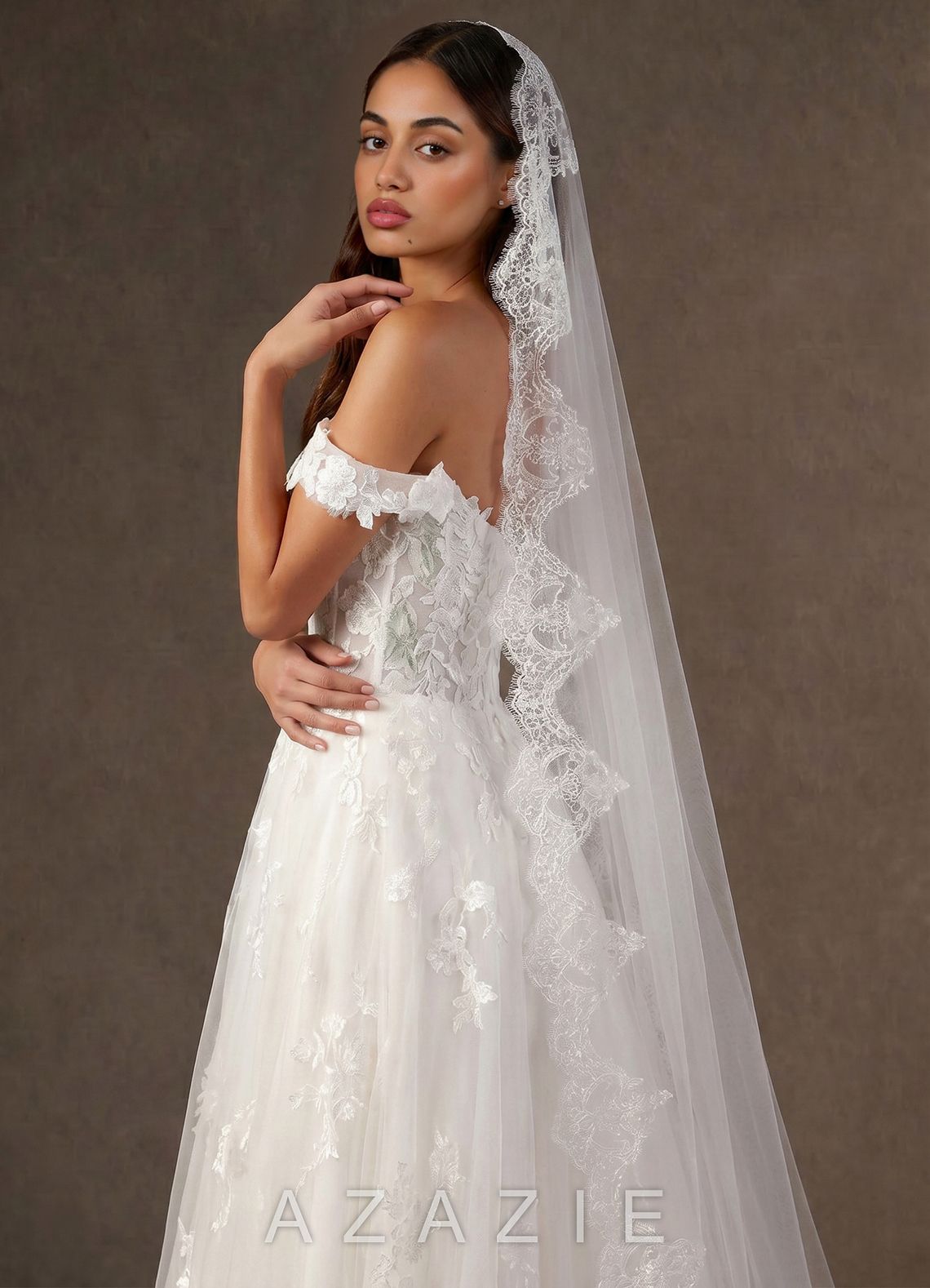 Lace Mantilla Juliette Cathedral Veil  diamond_white