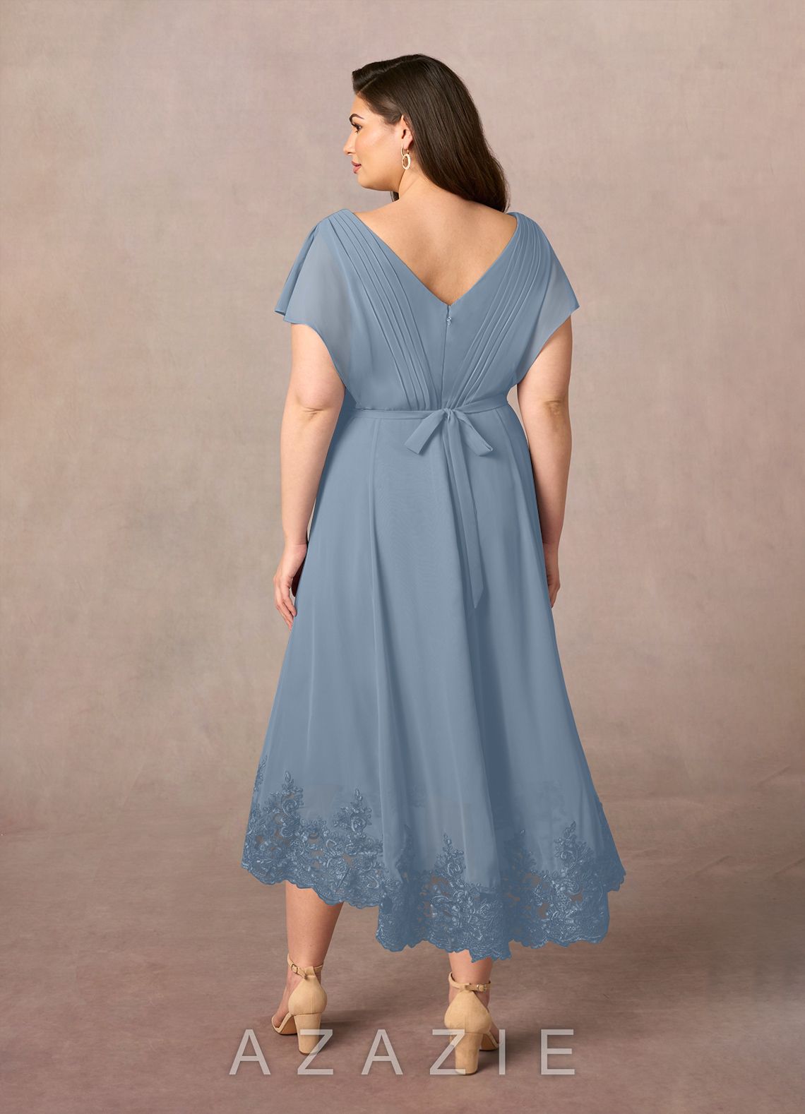 Azazie Palana Dusty Blue A-Line Lace Chiffon Dress dusty_blue