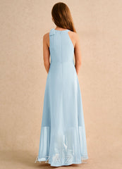 Azazie Boop Girls Formal Sky Blue A-Line Bow Chiffon Dress sky_blue