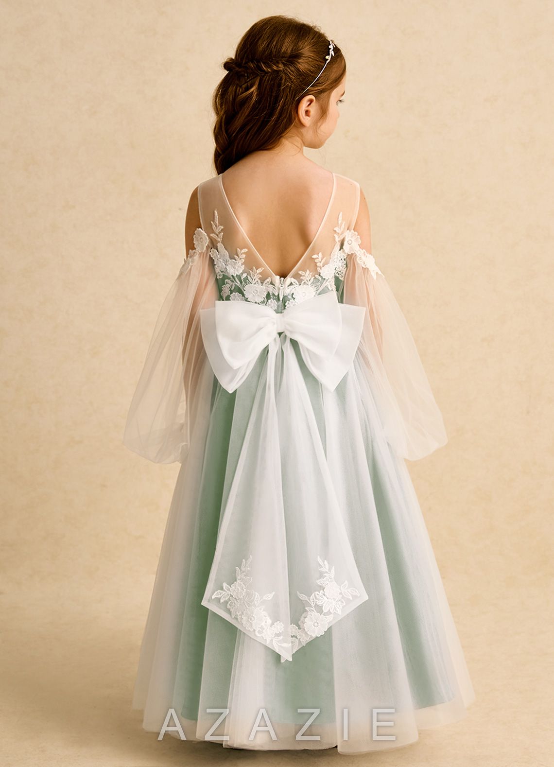 Azazie Zimi Dusty Sage Ball-Gown Sweetheart Neckline Tulle Dress dusty_sage