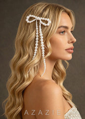 Pearl Bow Barrette  white
