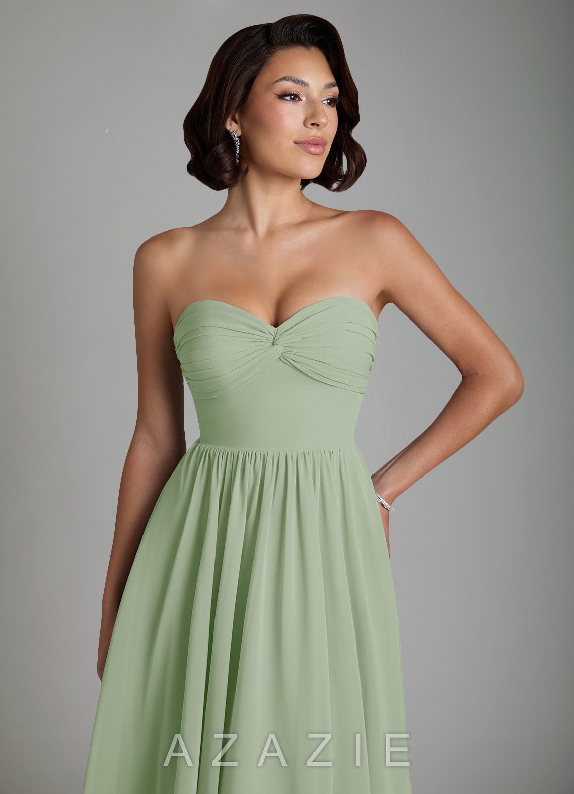 Azazie Petra Dusty Sage A-Line Corset Chiffon Dress dusty_sage