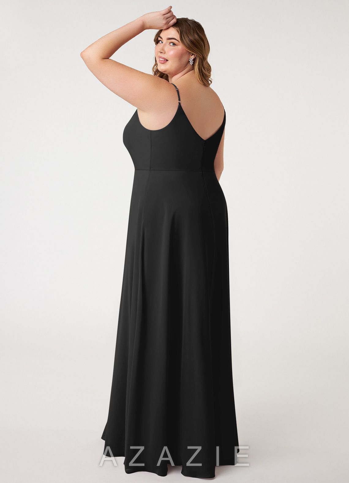 Azazie Daenerys Black A-Line Cowl Chiffon Dress black