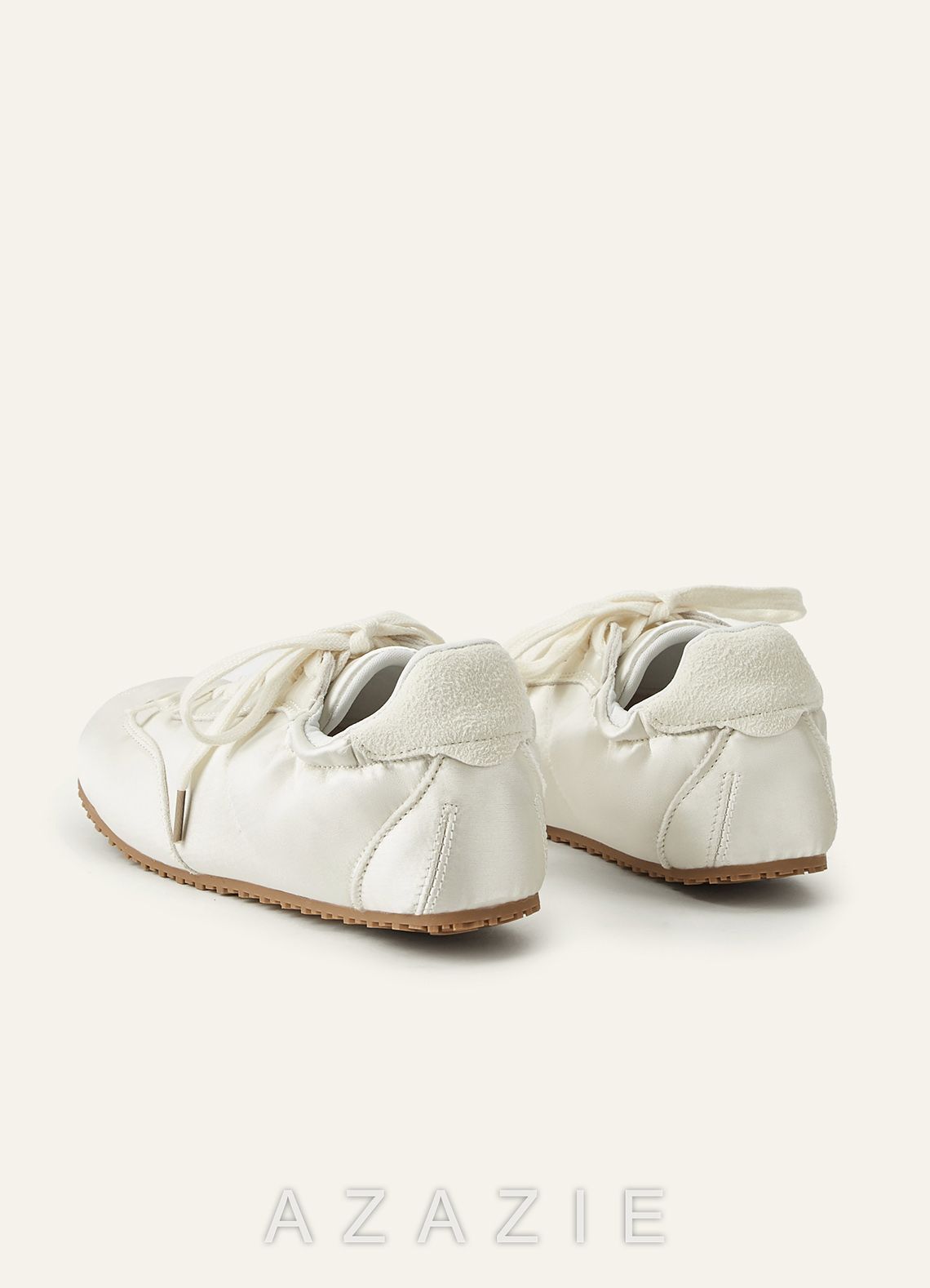 Ballet-Inspired Satin Wedding Sneakers Round Toe Comfortable Wedding Shoes  ivory
