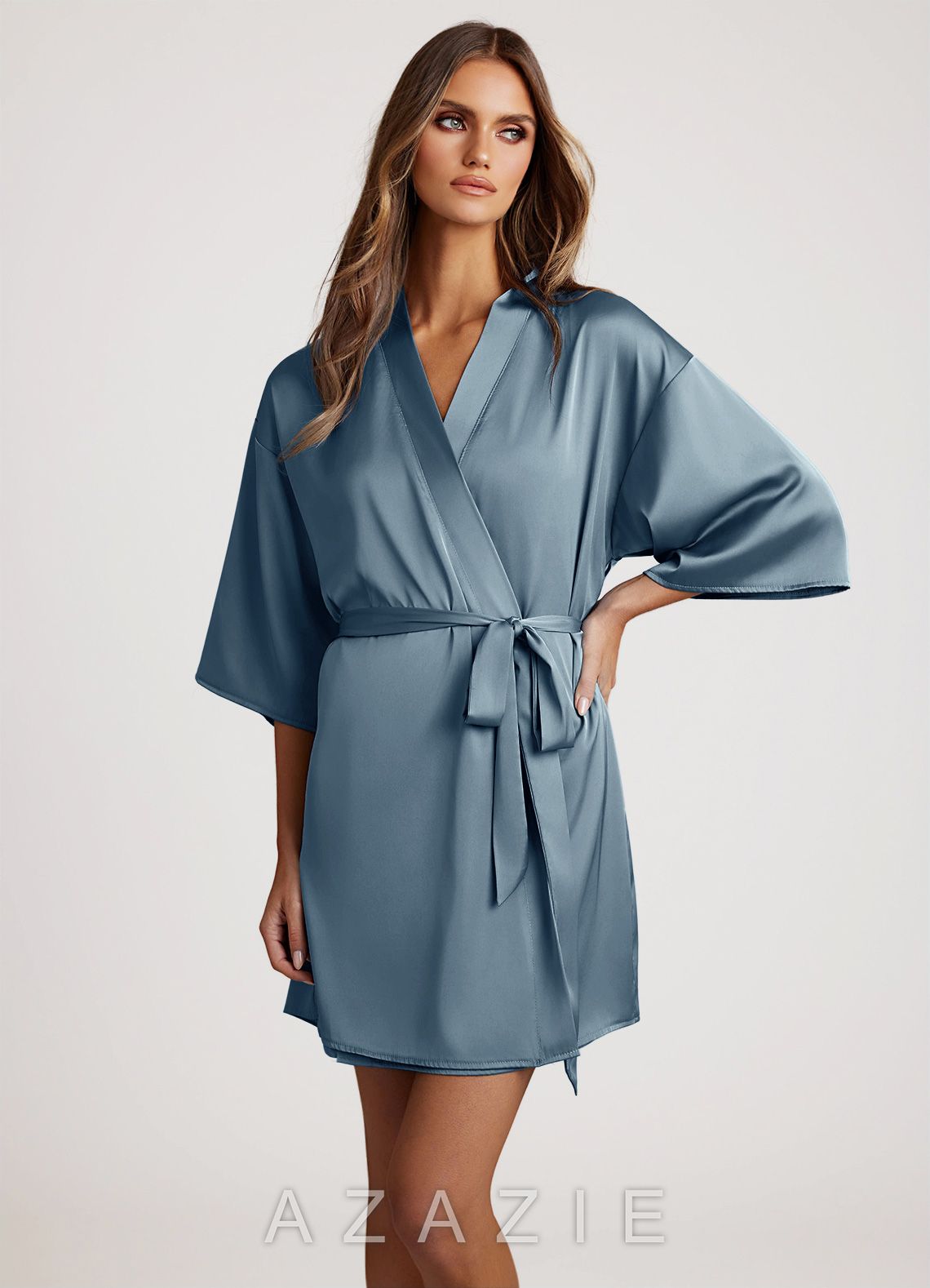 Classic Satin Robe  dusty_blue