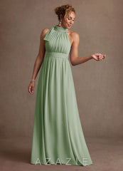 Azazie Antoinette Dusty Sage A-Line Pleated Chiffon Dress