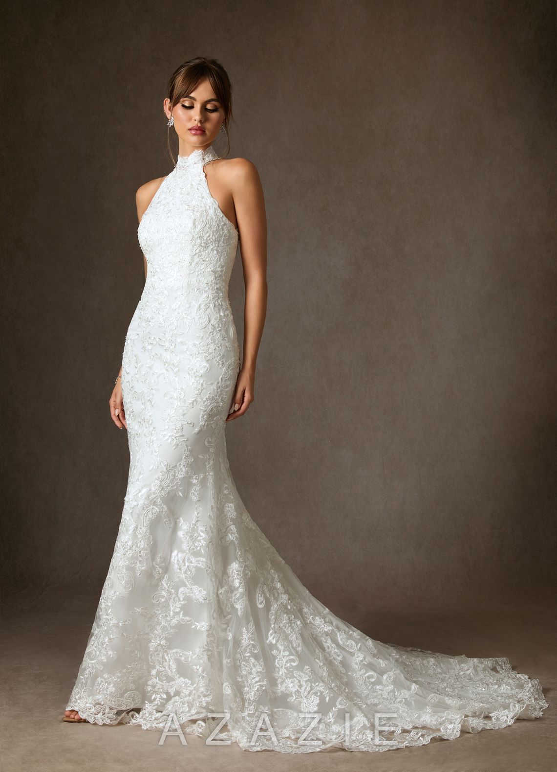 Azazie Eden Wedding Dress Diamond White Mermaid Lace Dress diamond_white