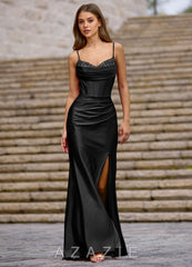 Glow Black Silk-like Satin Prom Dress