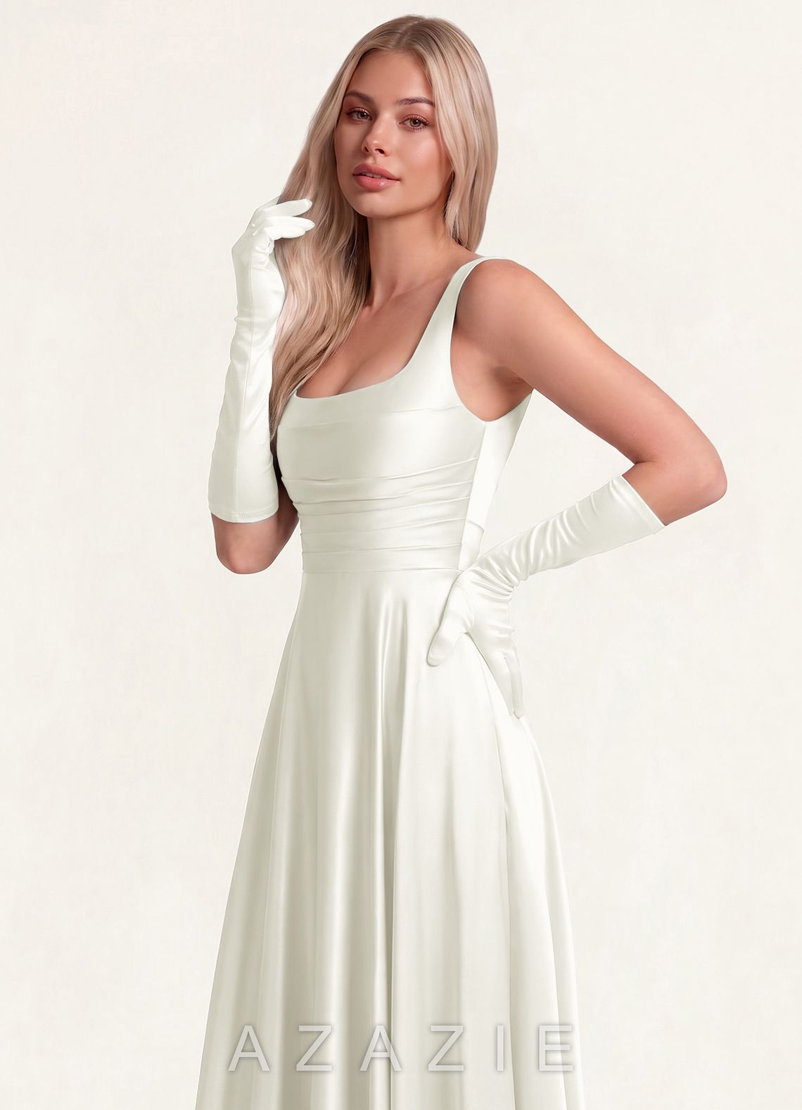 Classic Satin Gloves  ivory