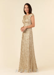 Azazie Porcelain Champagne A-Line Off the Shoulder Lace Dress champagne