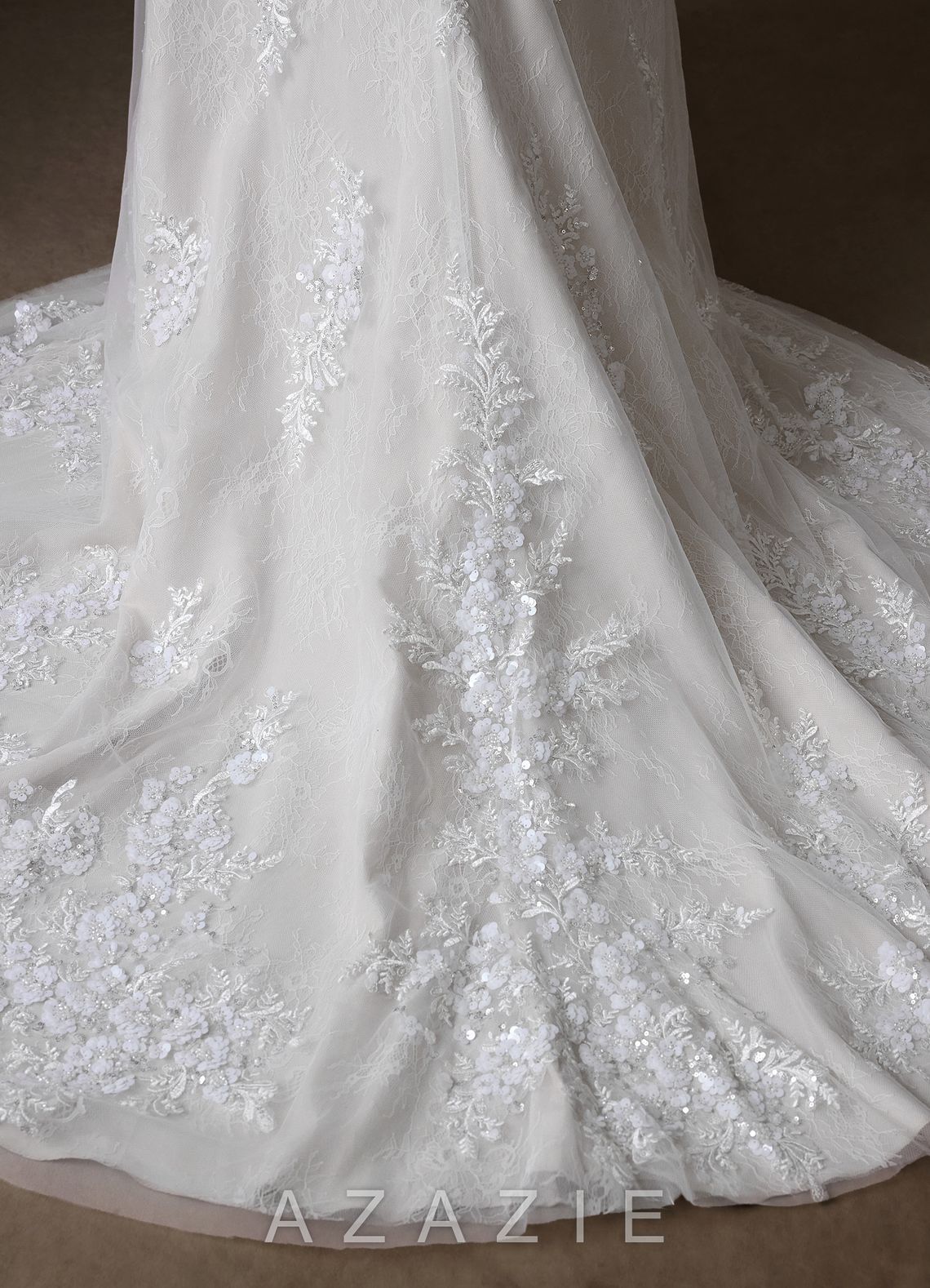 Azazie Rosalie Diamond White A-Line Lace Dress