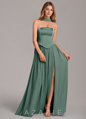 Azazie Cadence Eucalyptus A-Line Corset Stretch Satin Convertible Dress eucalyptus