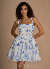 Quilla Blue And White Floral Mini Dress