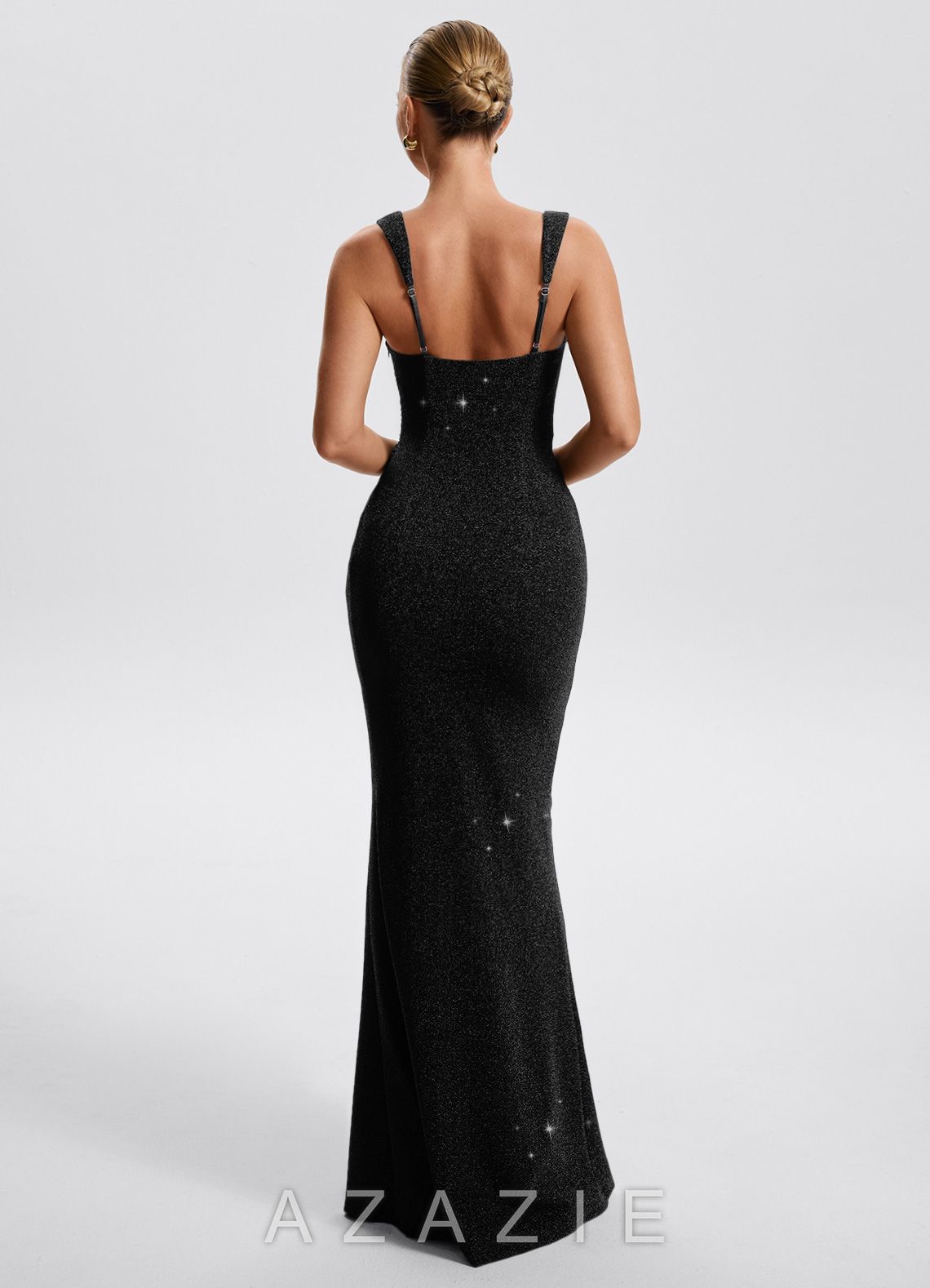 Eira {color} Rhinestones Maxi Dress  sp_black_#bk553