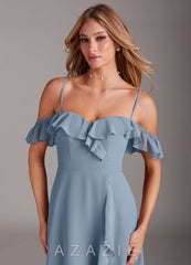 Azazie Lyra Dusty Blue A-Line Chiffon Convertible Dress dusty_blue