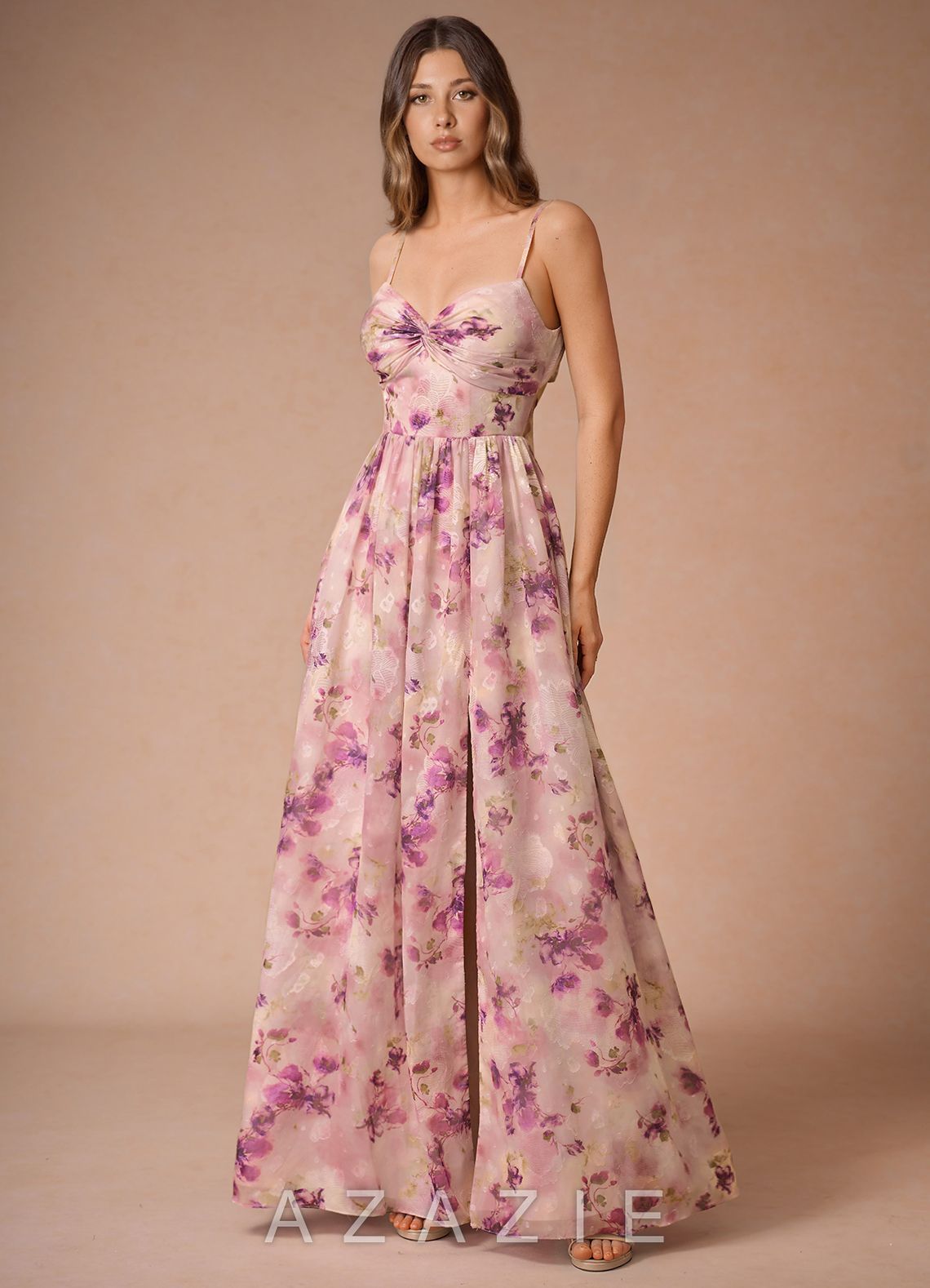 Lumi {color} A-Line V-Neck Pleated Chiffon Dress