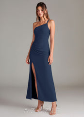 Azazie Eren Dark Navy Mermaid One Shoulder Chiffon Dress