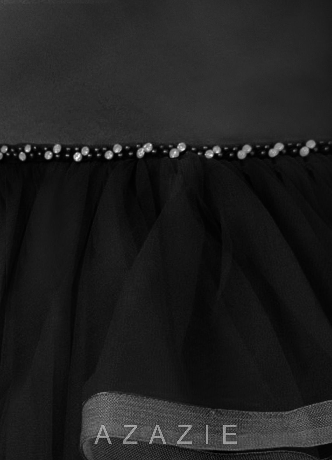 Azazie Sofia Black A-Line Beaded Tulle Dress black