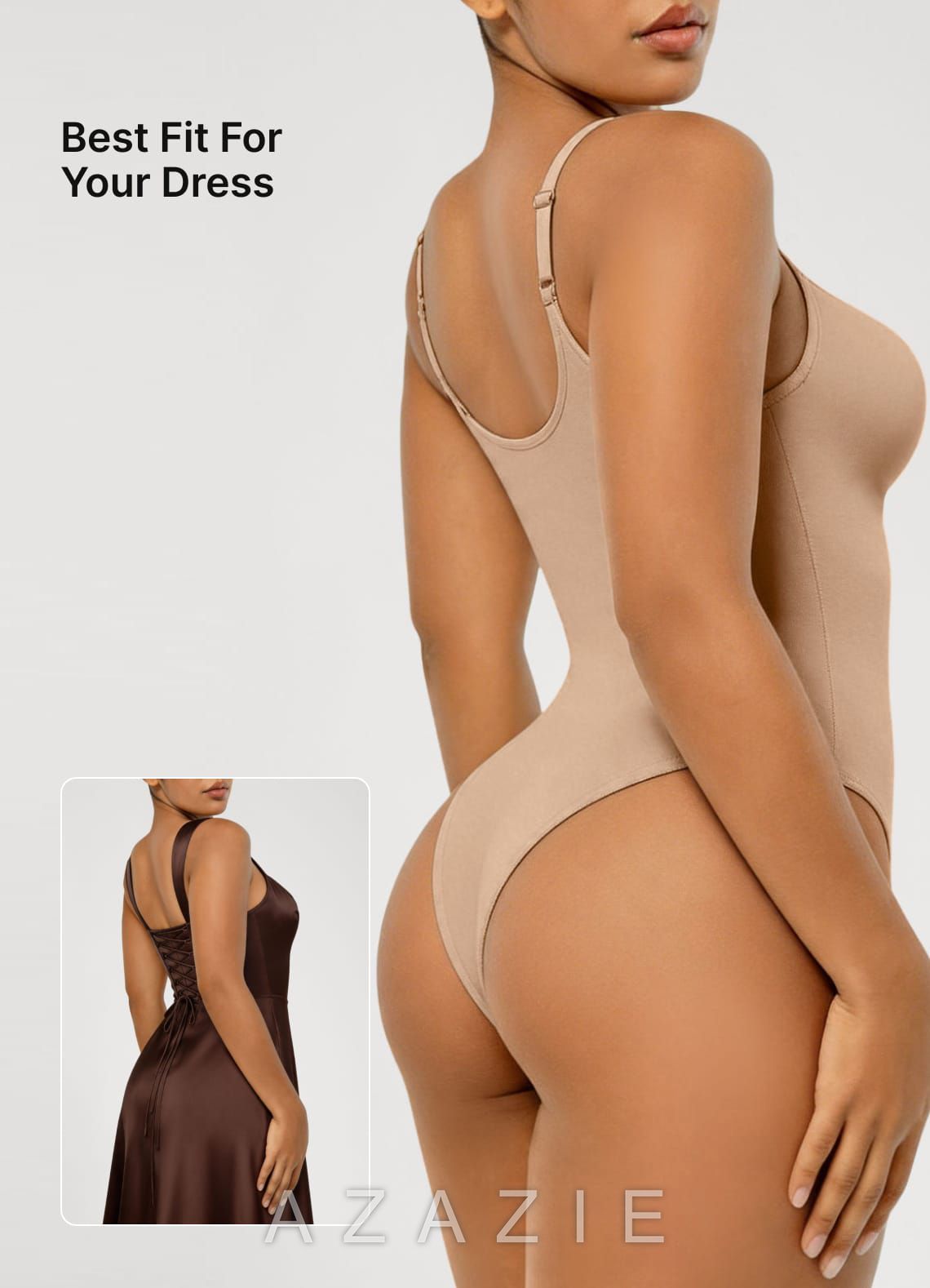 Thin Strap Seamless Invisible Thong Bodysuit  warm_nude