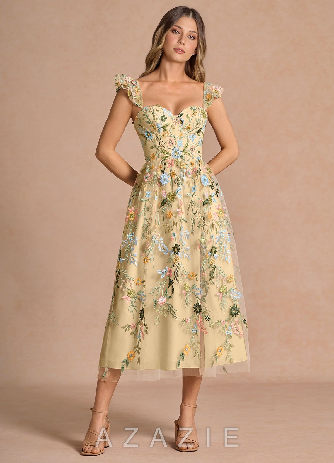 Denisse {color} Midi Dress  sp_lemon_multi_#lm134321