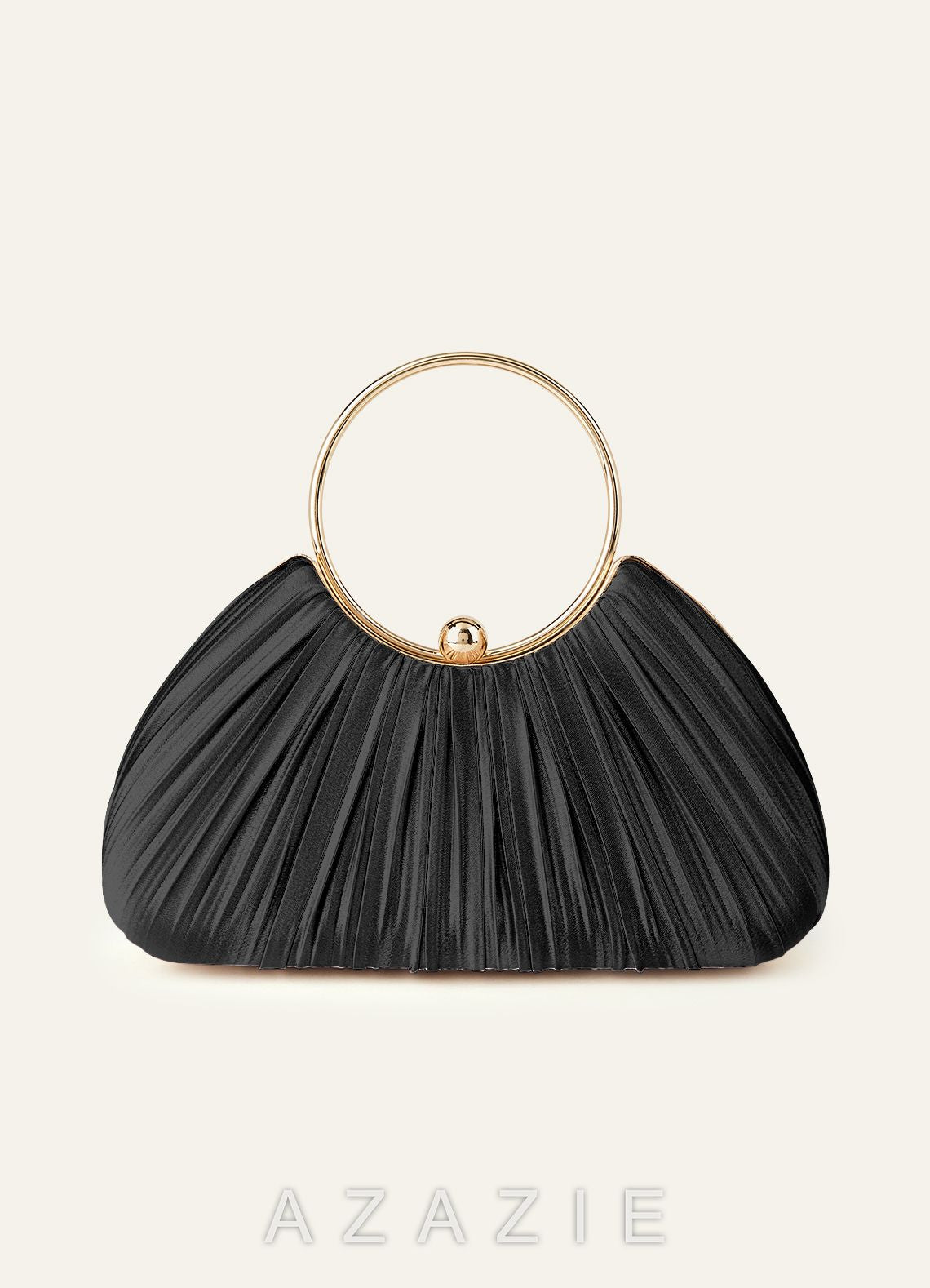 Matching Color Metallic Satin Pleated Handbag