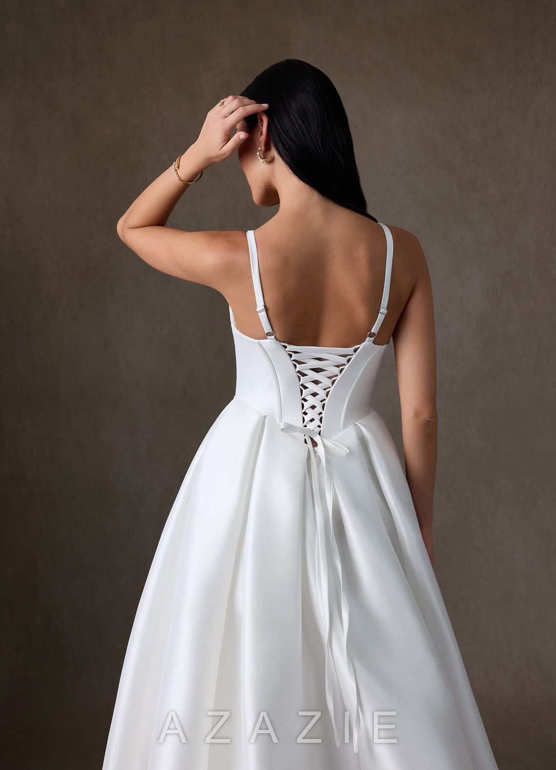 Azazie Anijah Diamond White Ball-Gown Stretch Mikado Dress diamond_white