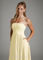 Azazie Ari Lemon Sorbet A-Line Strapless Chiffon Dress lemon_sorbet