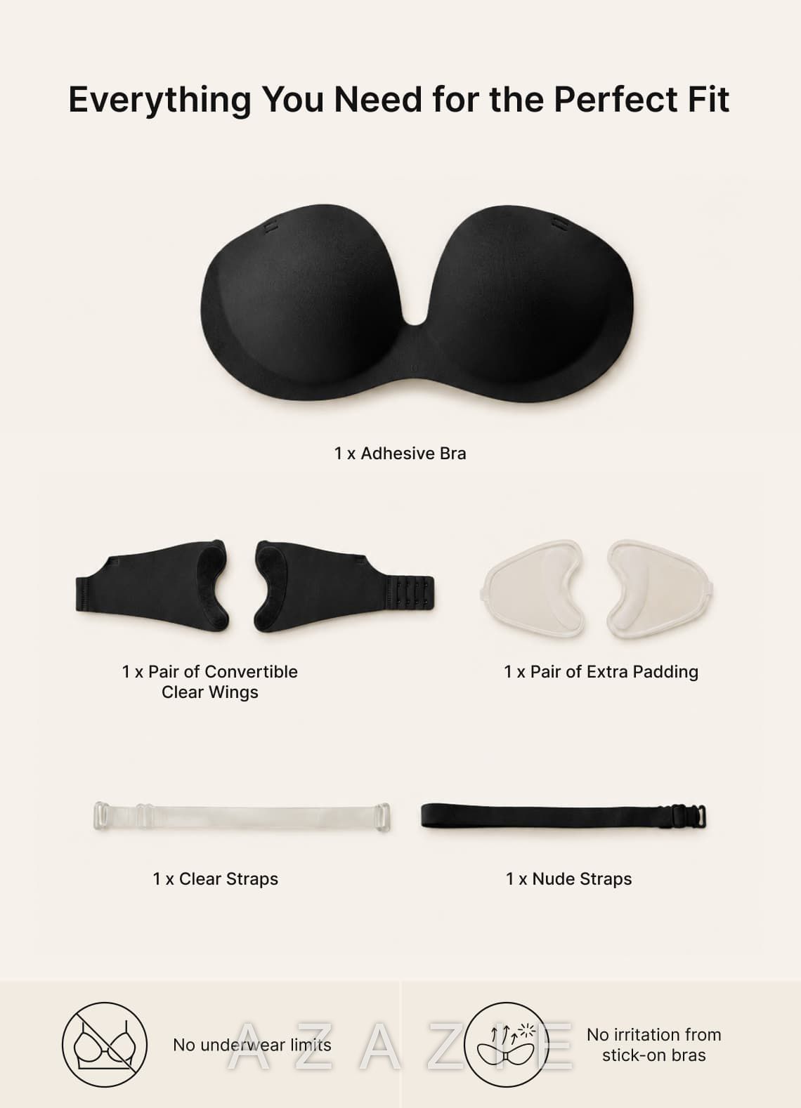 Azazie Convertible Multiway Seamless Bra  black