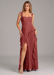 Azazie Sloane Terracotta A-Line Sweetheart Neckline Chiffon Dress