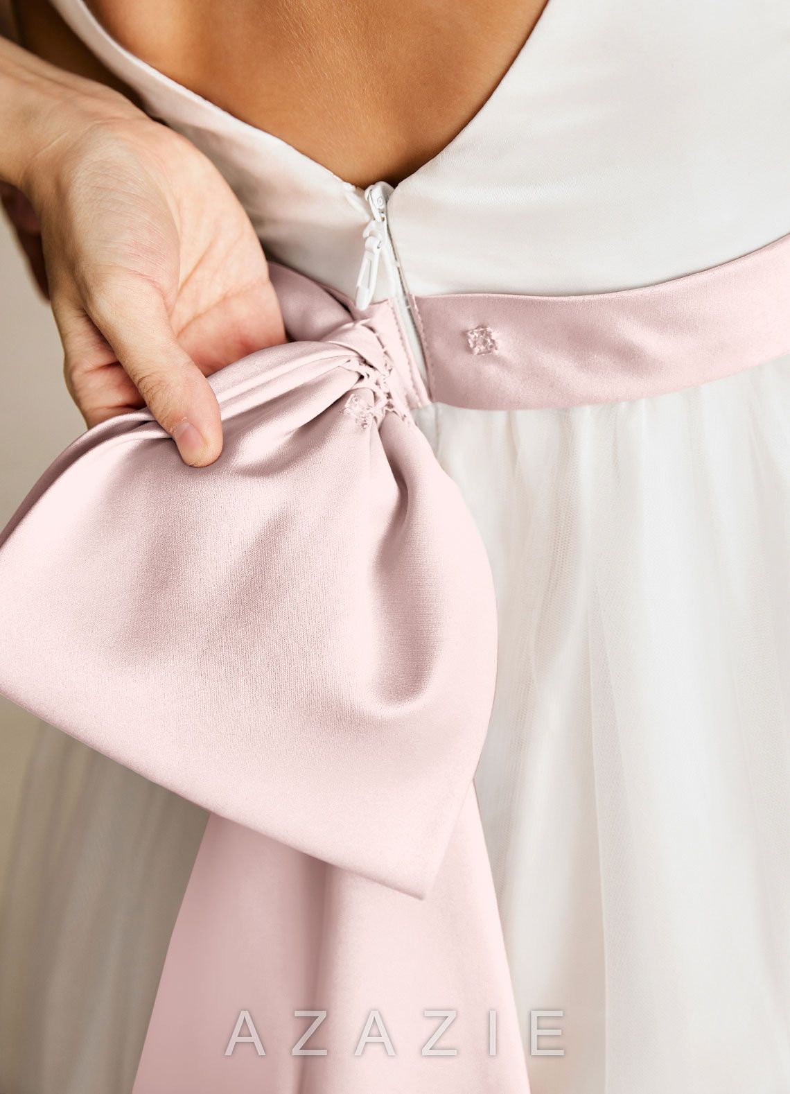Azazie Lea Blushing Pink A-Line Spaghetti Strap Tulle Dress blushing_pink