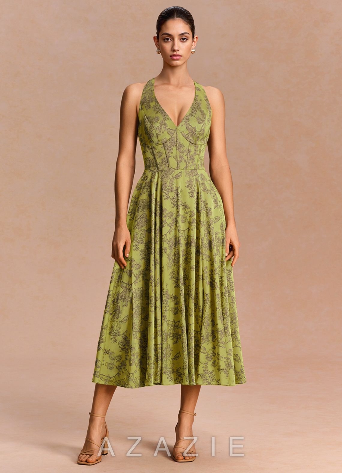 Sonia {color} Midi Dress  sp_moss_brown_#mb134752