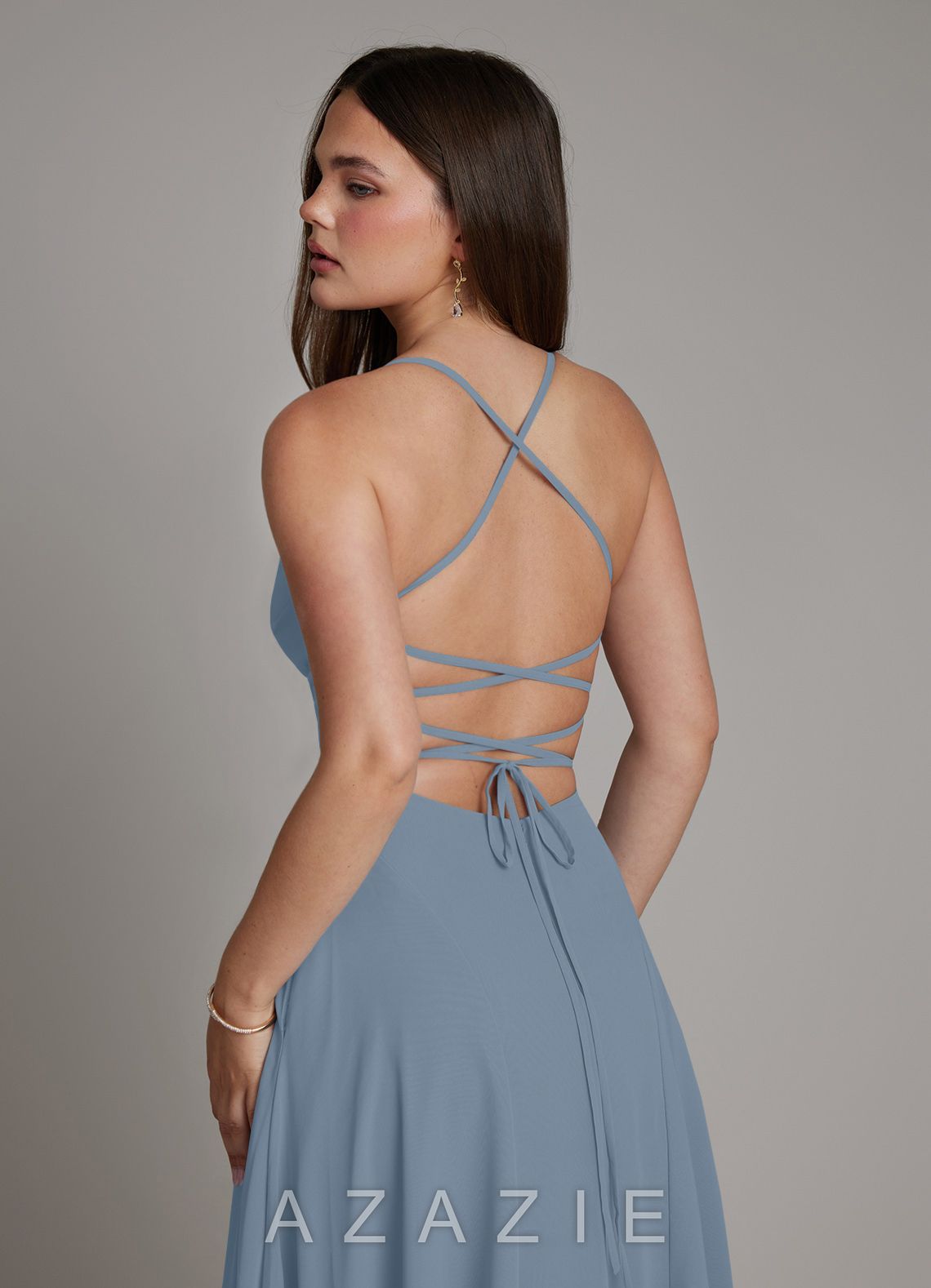 Azazie Irelia Dusty Blue A-Line Sweetheart Neckline Chiffon Dress dusty_blue