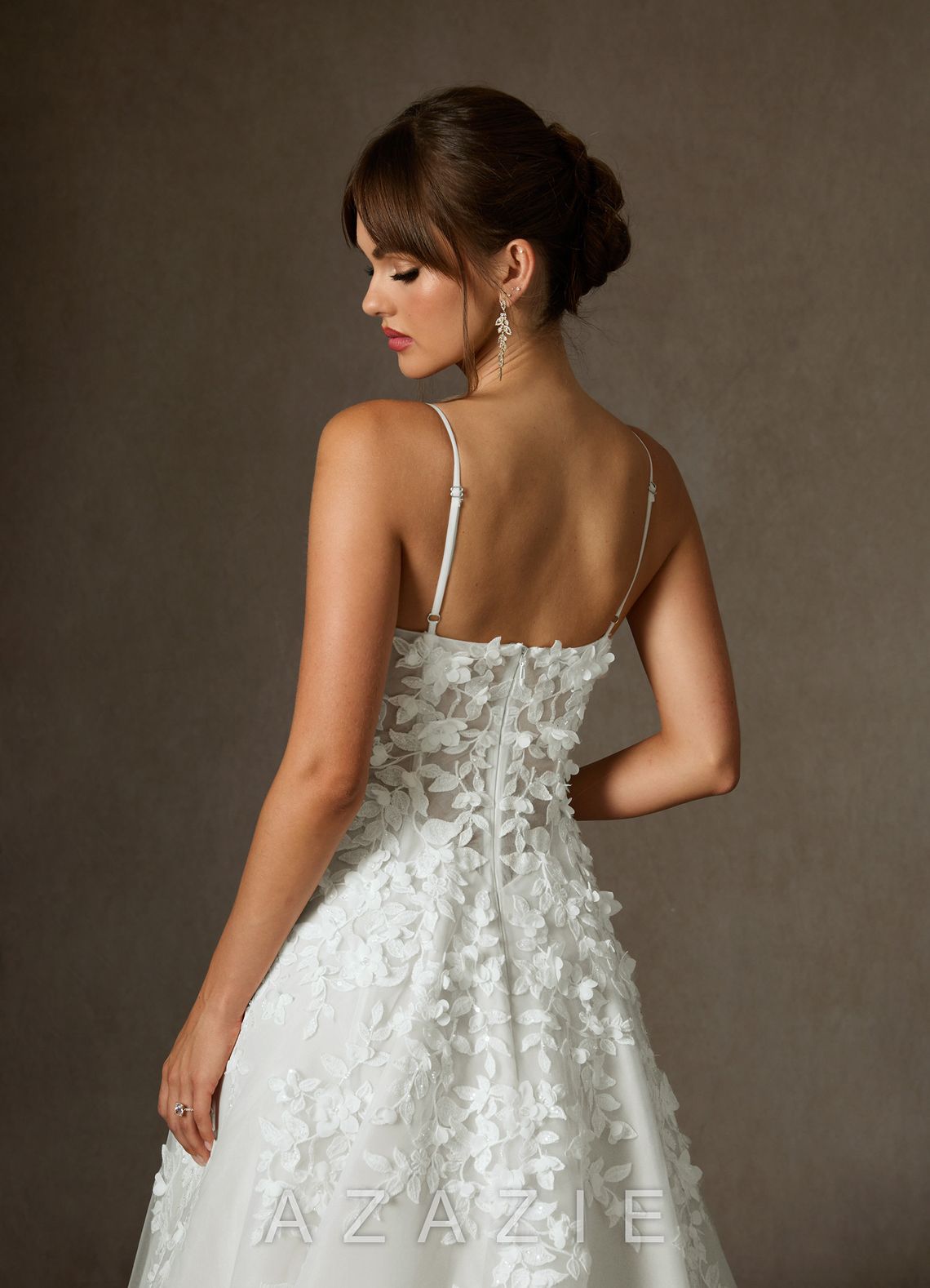 Azazie Alyson Diamond White Ball-Gown Lace Dress
