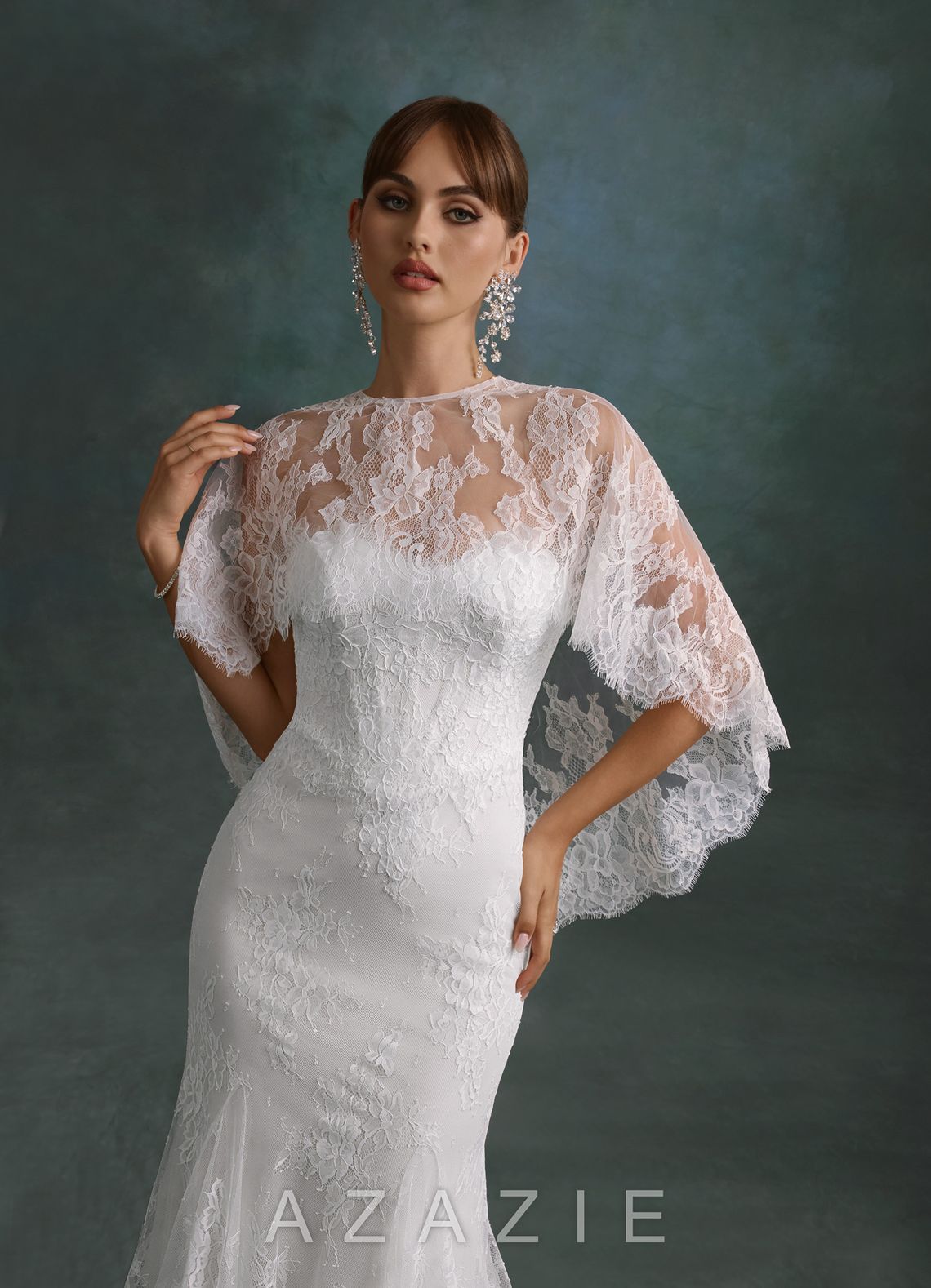 Azazie Dawna Diamond White Mermaid Strapless Lace Dress
