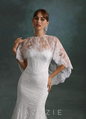 Azazie Dawna Diamond White Mermaid Strapless Lace Dress