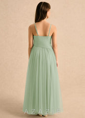 Azazie Poppy Girls Formal Dusty Sage A-Line Pleated Tulle Dress dusty_sage