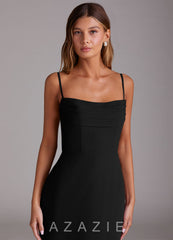 Azazie Saige Black A-Line Off the Shoulder Chiffon Convertible Dress black