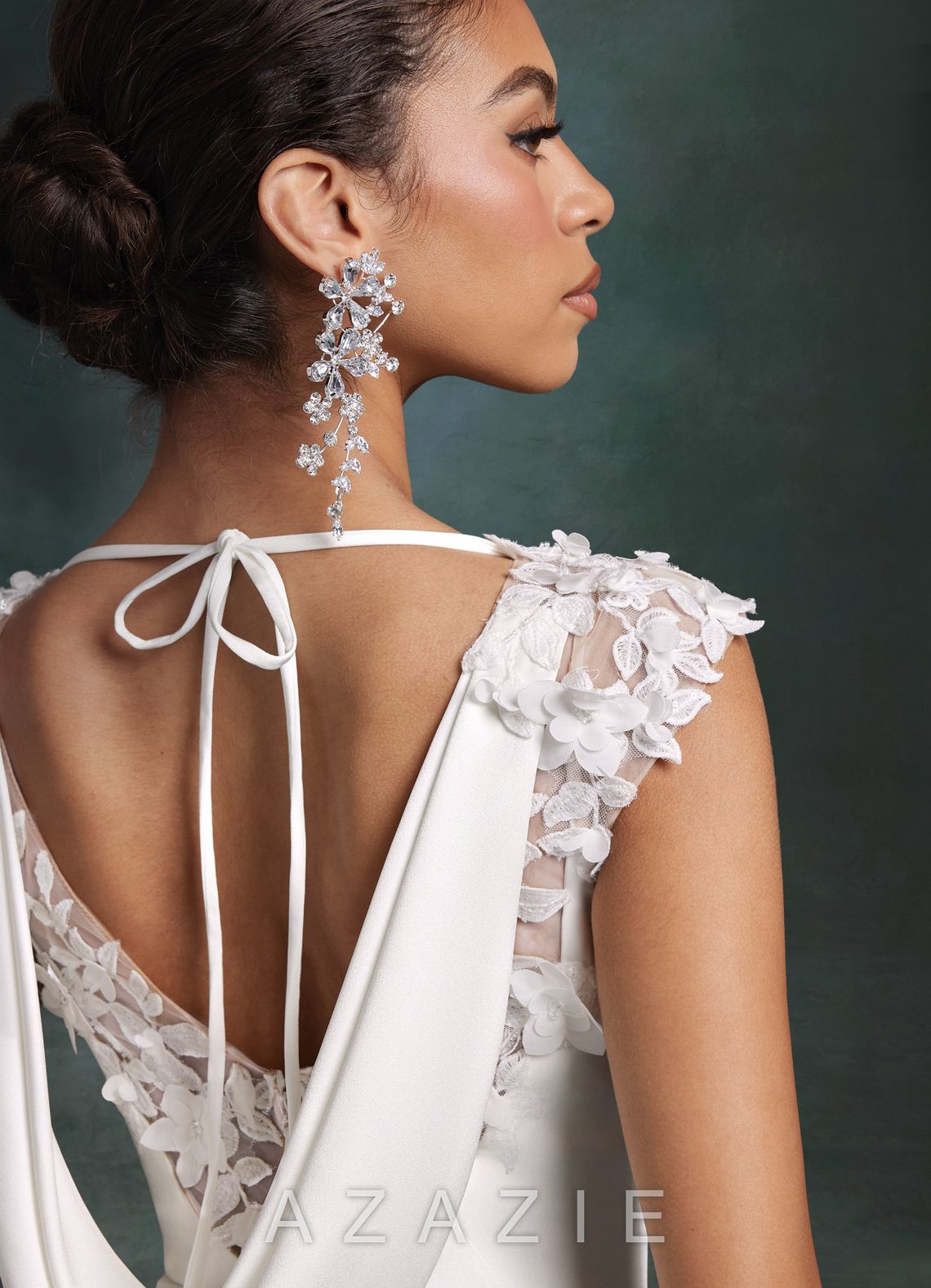 Azazie Oaklynn Diamond White Mermaid Boatneck Crepe Back Satin Dress diamond_white