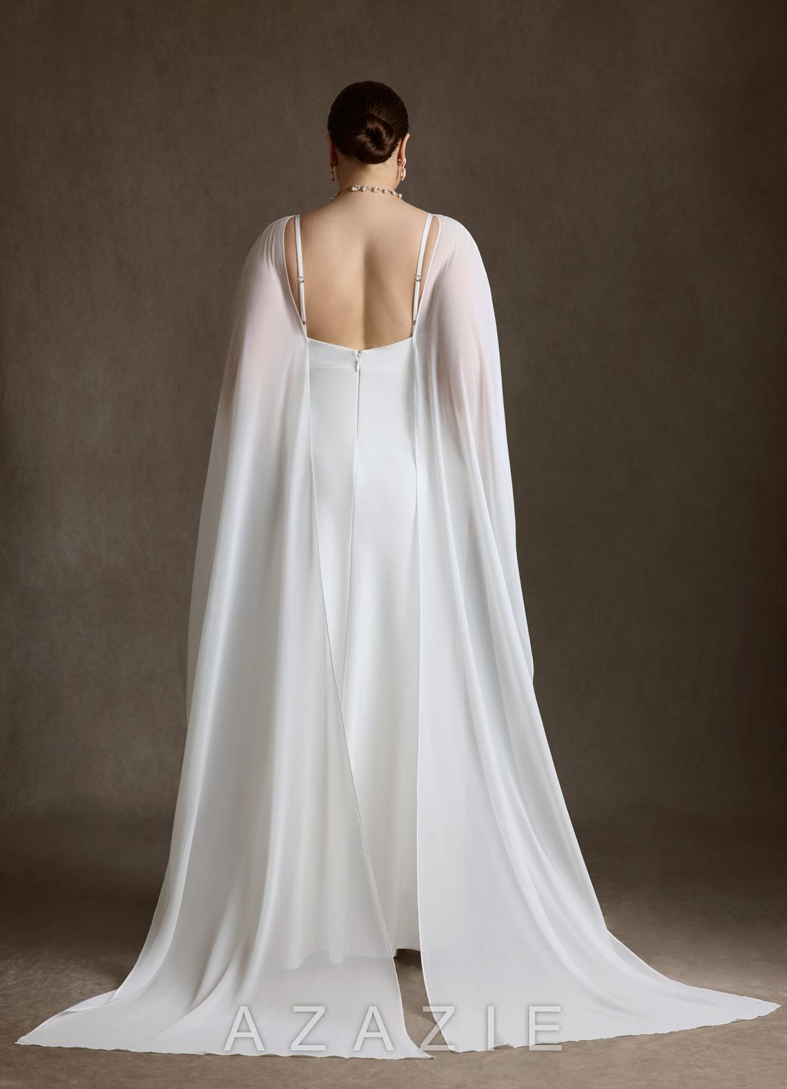 Azazie Caity Diamond White Fit and Flare Crepe Back Satin Dress diamond_white