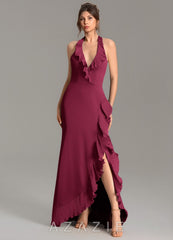 Azazie Mailon Burgundy Mermaid Ruched Stretch Satin Dress burgundy