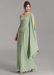 Azazie Ayra Dusty Sage A-Line One Shoulder Chiffon Dress dusty_sage