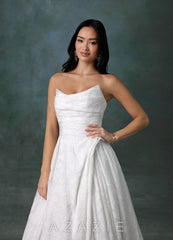 Azazie Ariana Diamond White Ball-Gown Strapless Floral Burnout Dress