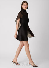 Crystle {color} 100% Washable Silk Mini Dress  black