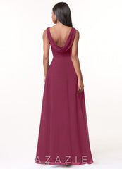 Azazie Karina Mulberry A-Line Pleated Chiffon Dress mulberry