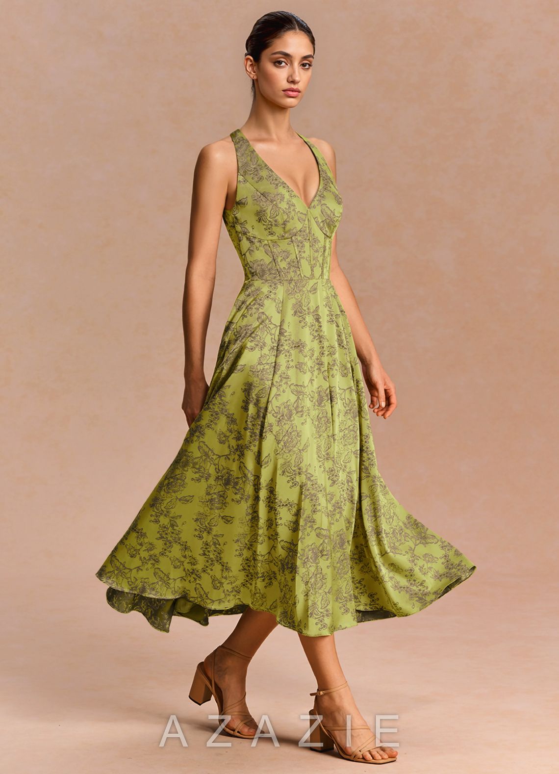 Sonia {color} Midi Dress  sp_moss_brown_#mb134752
