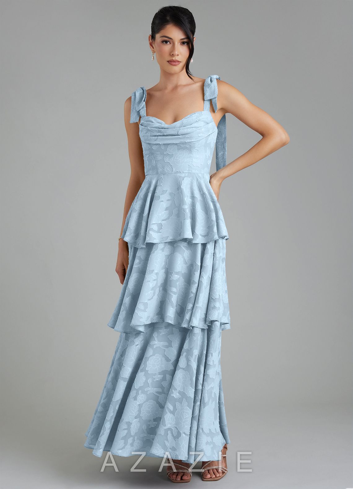 Azazie Jude Sky Blue A-Line Sweetheart Neckline Floral Burnout Dress sky_blue