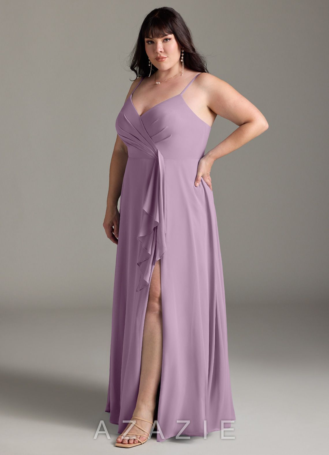 Azazie Akita Wisteria A-Line Chiffon Dress wisteria