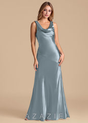 Azazie Rylina Dusty Blue Mermaid Metallic Satin Dress