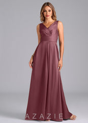 Azazie Karina Desert Rose A-Line Pleated Stretch Satin Dress desert_rose